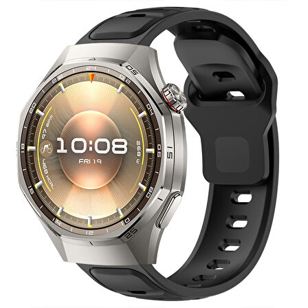 Huawei Watch GT6 Pro 46mm İle Uyumlu Çift Renkli Spor Silikon Kordon Nefes Alabilir Konforlu