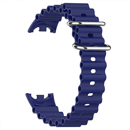 Xiaomi Mi Band 8 İle Uyumlu Dalga Desenli Metal Tokalı Yumuşak Silikon Kordon 