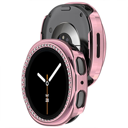 Samsung Galaxy Watch 8 40mm İle Uyumlu Zarif Kristal Taşlı Kasa Koruyucu Kılıf