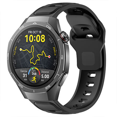 Huawei Watch GT5 Pro 46mm İle Uyumlu Çift Renkli Spor Silikon Kordon Nefes Alabilir Konforlu
