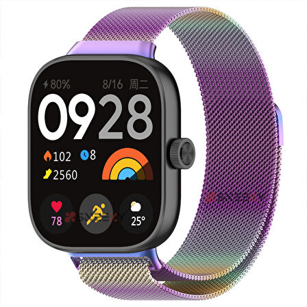 Sneezy Redmi Watch 5 Uyumlu Woven Wire Tasarım Metal Hasır Kordon