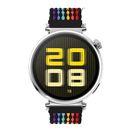 Sneezy Huawei Watch GT 5 41mm İle Uyumlu Metal Klips Solo Fiberlink Kumaş Örgü Kordon