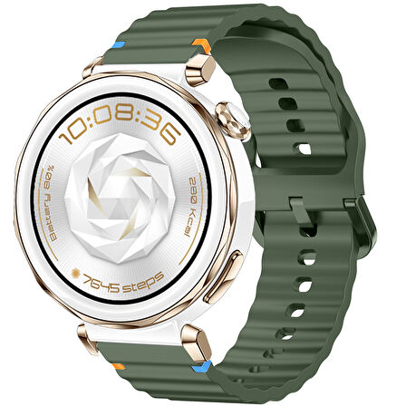 Huawei Watch GT5 Pro 42mm İle Uyumlu Dalga Desenli Tokalı Yumusaş Soft Silikon Kordon