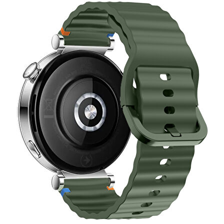 Huawei Watch GT5 Pro 42mm İle Uyumlu Dalga Desenli Tokalı Yumusaş Soft Silikon Kordon