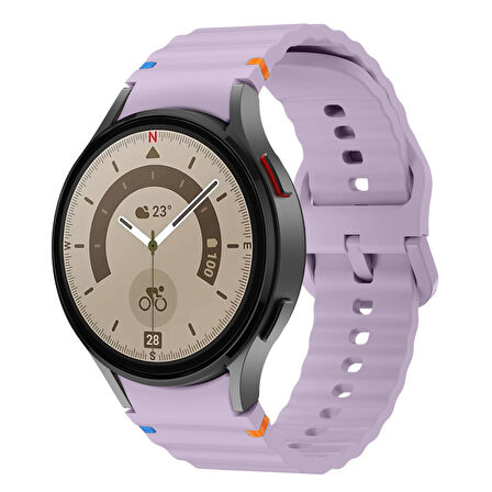 Samsung Galaxy Watch 5 Pro 45mm İle Uyumlu Metal Tokalı Dalgalı Spor Silikon Kordon