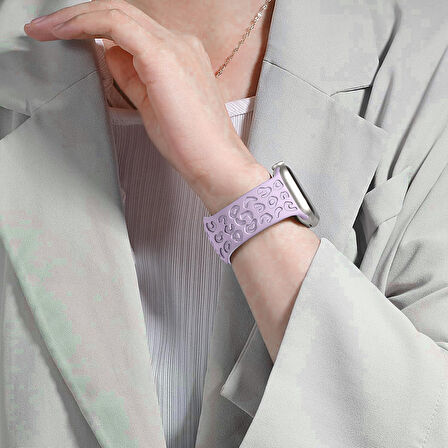 Apple Watch Uyumlu 44 45 46mm Leopar Desenli Yumuşak Silikon Kordon Seri 2 3 4 5 6 Se 7 8 9 10 