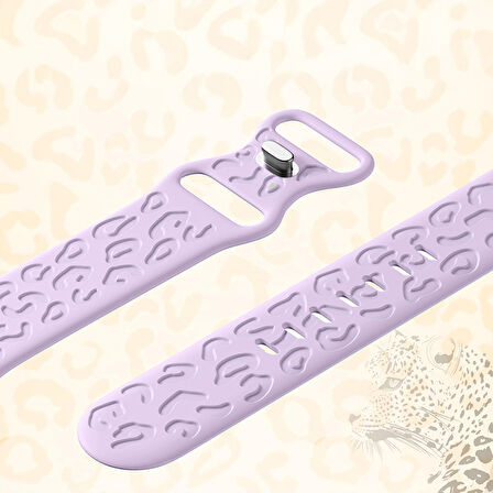 Apple Watch Uyumlu 44 45 46mm Leopar Desenli Yumuşak Silikon Kordon Seri 2 3 4 5 6 Se 7 8 9 10 