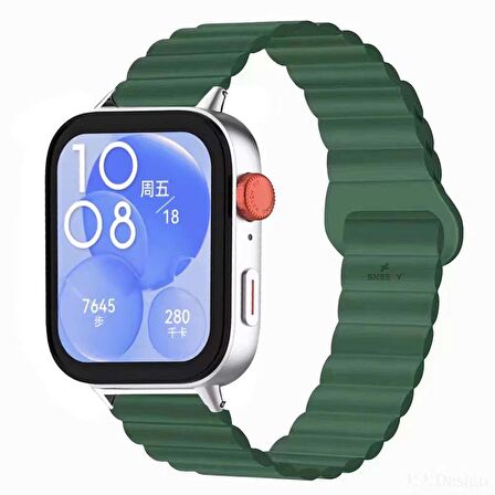 Huawei Watch Fit 3 İle Uyumlu Duo Baklalı Magnetik Silikon Kordon