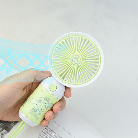 Sevimli Karakter Desenli Sessiz USB Şarjlı Mini Fan Kalemtraşlı, Taşınabilir Masaüstü Fan
