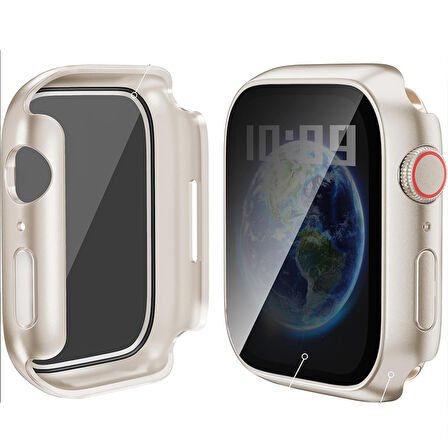 İOS Watch Series 7 8 9 41mm Uyumlu Hayalet PC Sert Kasa Ekran Koruycu 360 Güvenli Koruma