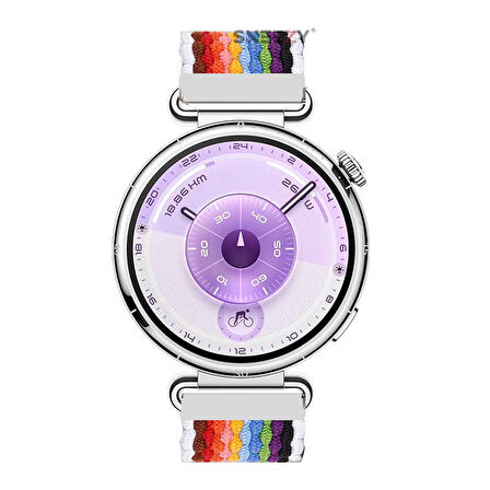 Sneezy Huawei Watch GT6 41mm İle Uyumlu Metal Klips Solo Fiberlink Kumaş Örgü Kordon