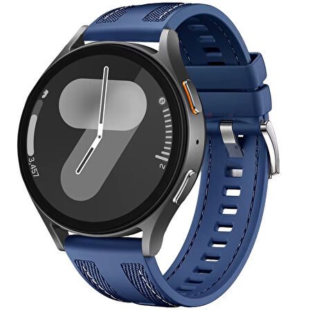Sneezy Samsung Galaxy Watch 7 44mm 40mm Uyumlu Metal Tokalı Dikiş Detaylı Şık Dokuma Silikon Kordon