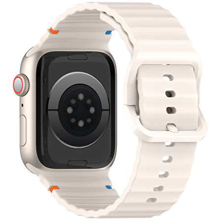 Apple Watch 42mm 44mm 45mm S10 46mm Ultra 49mm Uyumlu Dalga Desenli Tokalı Yumusaş Silikon Kordon