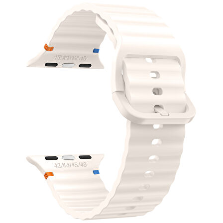 Apple Watch 42mm 44mm 45mm S10 46mm Ultra 49mm Uyumlu Dalga Desenli Tokalı Yumusaş Silikon Kordon