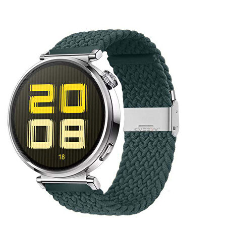 Sneezy Huawei Watch GT 5 41mm İle Uyumlu Metal Klips Solo Fiberlink Kumaş Örgü Kordon