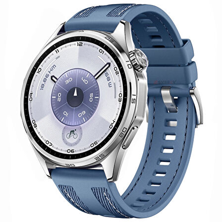 Sneezy Huawei Watch GT6 46mm ile Uyumlu Metal Tokalı Dikiş Detaylı Şık Dokuma Silikon Kordon