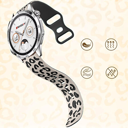 Huawei Watch GT2 GT3 GT4 GT5 46mm İle Uyumlu Leopar Desenli Silikon Kordon Kayış