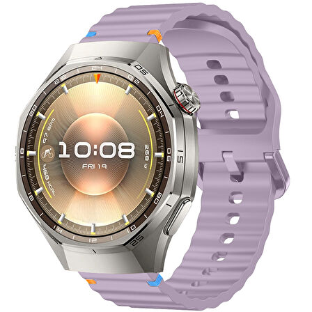 Huawei Watch GT6 Pro 46mm İle Uyumlu Dalga Desenli Tokalı Yumusaş Soft Silikon Kordon