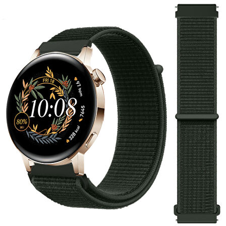 Huawei Watch GT3 42mm GT2 42mm İle Uyumlu Ayarlanabilir Cırt Cırtlı Yumuşak Spor Kumaş Örgü Kordon