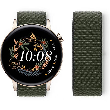Huawei Watch GT3 42mm GT2 42mm İle Uyumlu Ayarlanabilir Cırt Cırtlı Yumuşak Spor Kumaş Örgü Kordon