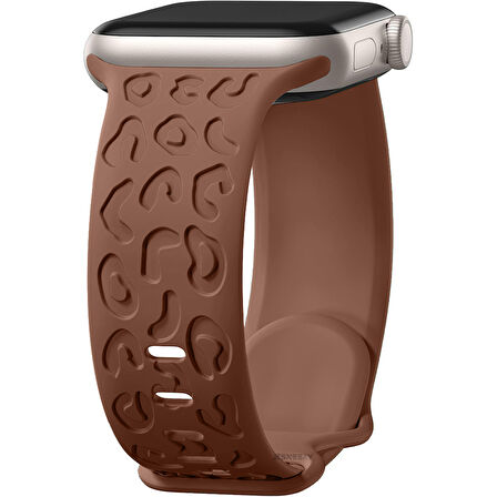 Apple Watch Ultra 1 ve 2 Uyumlu 49mm Leopar Desenli Yumuşak Silikon Kordon