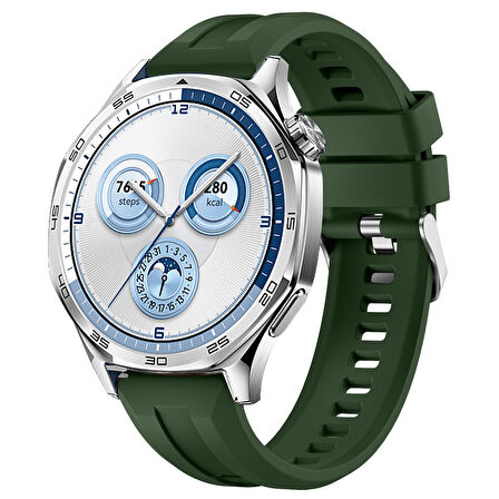 Sneezy Huawei Watch GT5 46mm İle Uyumlu Spor Silikon Metal Tokalı Soft Saat Kordonu