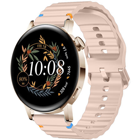 Huawei Watch GT2 GT3 42mm İle Uyumlu Dalga Desenli Tokalı Yumusaş Soft Silikon Kordon