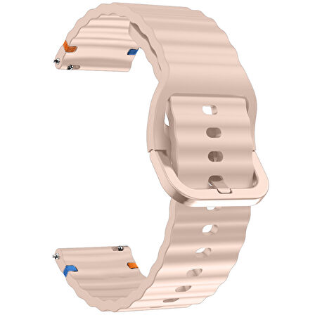 Huawei Watch GT2 GT3 42mm İle Uyumlu Dalga Desenli Tokalı Yumusaş Soft Silikon Kordon