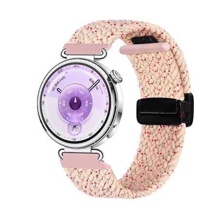 Sneezy Huawei Watch GT6 41mm İle Uyumlu FiberLink Manyetik Tokalı Kumaş Örgü Kordon