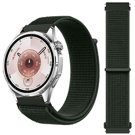 Huawei Watch GT6 46mm İle Uyumlu Ayarlanabilir Cırt Cırtlı Yumuşak Spor Kumaş Örgü Kordon