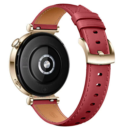 Huawei Watch GT4 41mm İle Uyumlu Starlight Gold Metal Tokalı Deri Zarif Şık Kordon