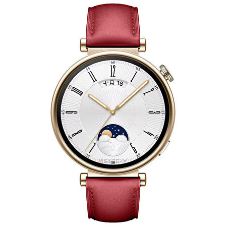 Huawei Watch GT4 41mm İle Uyumlu Starlight Gold Metal Tokalı Deri Zarif Şık Kordon