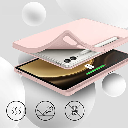 Samsung Galaxy Tab S9 Fe Plus X610 12.4 İnç Kılıf Premium Silikon Kalem Bölmeli Smart Case