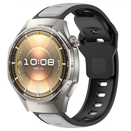 Huawei Watch GT6 Pro 46mm İle Uyumlu Çift Renkli Spor Silikon Kordon Nefes Alabilir Konforlu