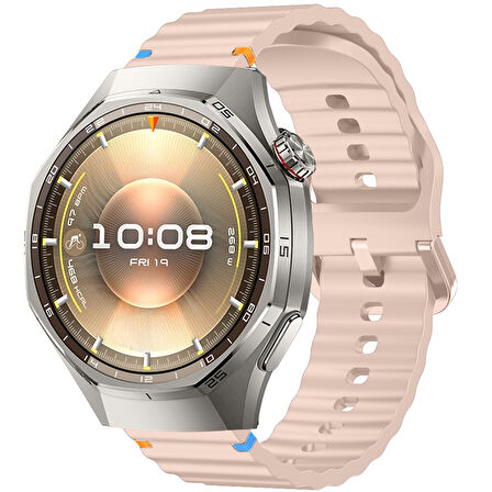 Huawei Watch GT6 Pro 46mm İle Uyumlu Dalga Desenli Tokalı Yumusaş Soft Silikon Kordon
