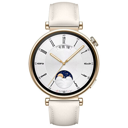 Huawei Watch GT4 41mm İle Uyumlu Starlight Gold Metal Tokalı Deri Zarif Şık Kordon