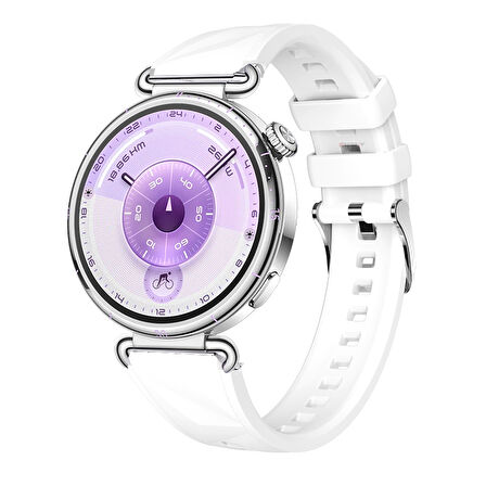 Sneezy Huawei Watch GT6 41mm İle Uyumlu Prism Metal Tokalı Soft Yumuşak Silikon Kordon