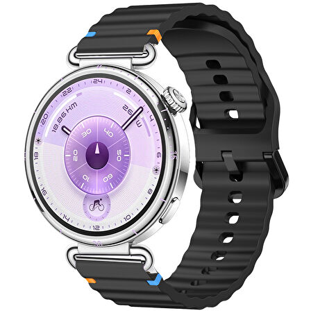 Huawei Watch GT6 41mm İle Uyumlu Dalga Desenli Tokalı Yumusaş Soft Silikon Kordon