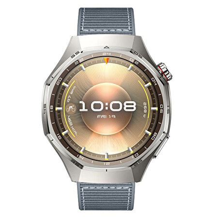Sneezy Huawei Watch GT6 Pro 46mm İle Uyumlu Metal Tokalı Dikiş Desenli Dokuma Silikon Kordon