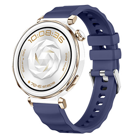 Sneezy Huawei Watch GT5 Pro 42mm İle Uyumlu SoftFlex Metal Tokalı Spor Silikon Akıllı Saat Kordonu