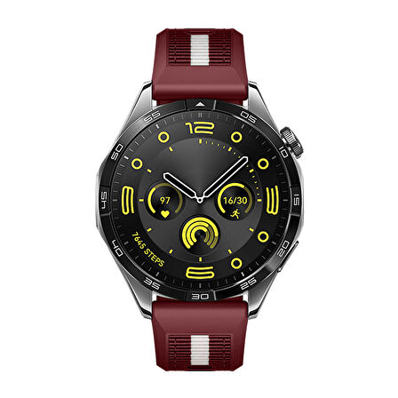 Huawei Watch GT4 46mm İle Uyumlu SportStripe Örgü Desen Metal Tokalı Silikon Akıllı Saat Kordonu