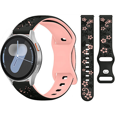 Samsung Galaxy Watch 6 7 Serisi ile Uyumlu FloraFlex Çiçek Desenli Silikon Kordon