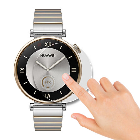 Huawei Watch GT4 41mm Uyumlu Kolay Takılabilir Takma Aparatlı Temperli Cam Ekran Koruyucu 