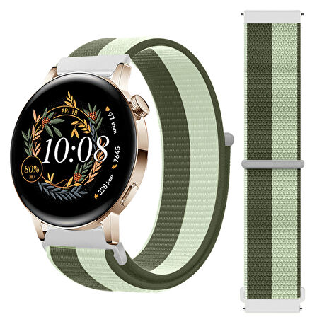 Huawei Watch GT3 42mm GT2 42mm İle Uyumlu Ayarlanabilir Cırt Cırtlı Yumuşak Spor Kumaş Örgü Kordon