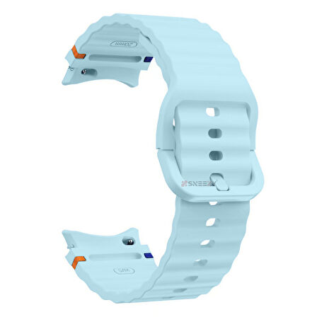 Samsung Galaxy Watch 4 40-42-44-46mm İle Uyumlu Metal Tokalı Dalgalı Spor Silikon Kordon