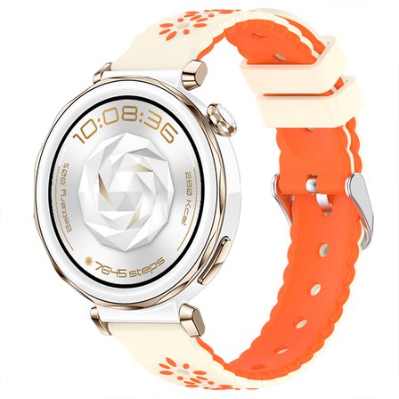 Huawei Watch GT5 Pro 42mm Çiçek Desenli Yumuşak Silikon Kordon Şık ve Nefes Alabilen Spor Kordon