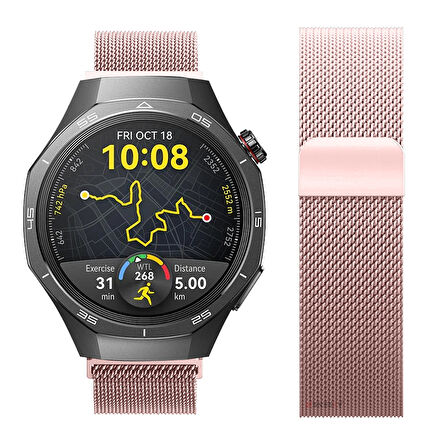 Huawei Watch GT5 Pro 46mm Uyumlu Manyetik Milanese Loop Metal Kordon 