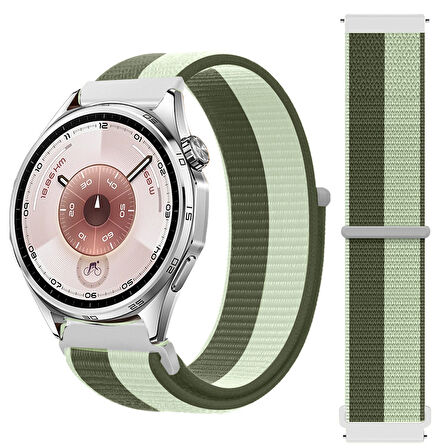 Huawei Watch GT6 46mm İle Uyumlu Ayarlanabilir Cırt Cırtlı Yumuşak Spor Kumaş Örgü Kordon