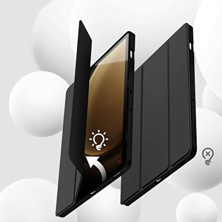 Samsung Galaxy Tab S9 Plus X810 12.4 İnç Kılıf Premium Silikon Kalem Bölmeli Smart Case