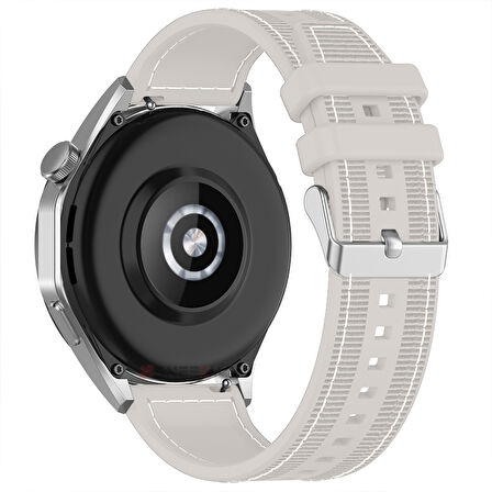 Sneezy Huawei Watch GT6 46mm İle Uyumlu Metal Tokalı Dikiş Desenli Dokuma Silikon Kordon